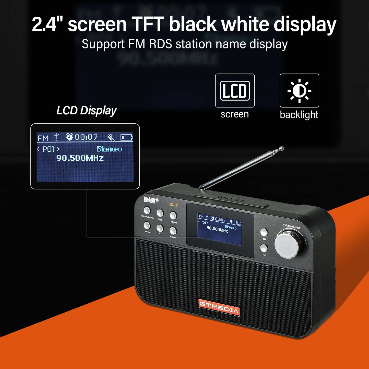 GTMEDIA Z3 Digital Receiver Portable Dab+/FM RDS Wavelband  Stereo Radio