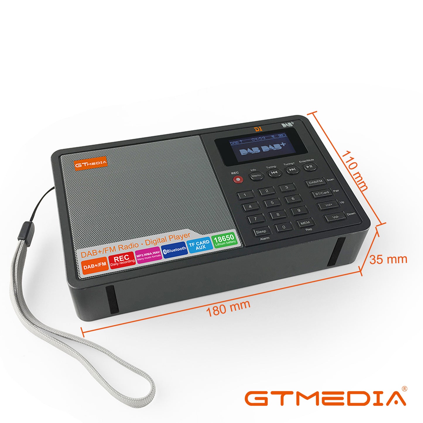 GTMEDIA D1 DAB FM Bluetooth 4.0 Stero Radio Receiver with Built-in Speaker