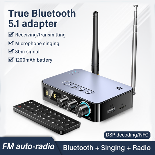 GTMEDIA R3 Long Range Bluetooth Audio Adapter Hi-Fi with NFC and FM Radio